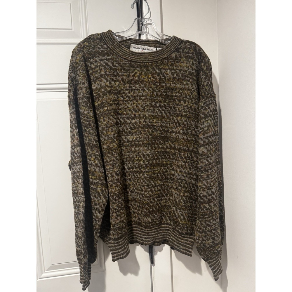 Vintage Jhane‎ Barnes Men's Wool Blend Sweater Earthy Tones Pullover Sz L Marled